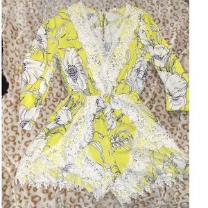 Yellow Floral Lace Romper